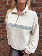 Antique Cream Chenille Half Zip Jumper Hazel