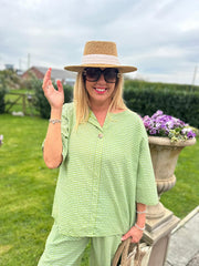 Green Gingham Two Piece Set Lara