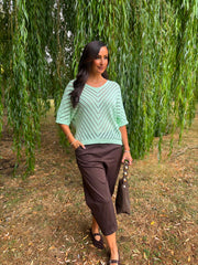 Mint Green Chevron Knit Anabelle