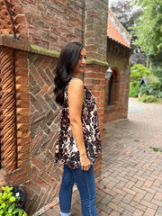 Chocolate Elegant Floral Vest Isabella