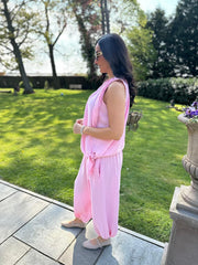 Pink Sleeveless Tie Detail Co-Ord Ashley