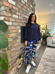 Royal Blue Block Print Leggings