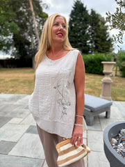 Stone Striped Panel Sleeveless Top Gaynor