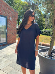 Navy Fine Knit Dress Orla
