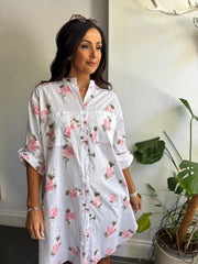 White Rose Longline Shirt Lucinda