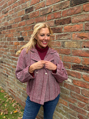 Wine Double Breasted Coat Leanne