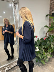 Navy Back Pleat Blouse Jackie