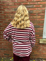 Wine Stripe Long Sleeve Top Yasmin
