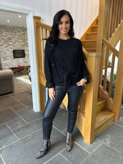 Black Lace Tie Front Shrug Rachel