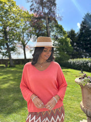 Coral Soft Fine Knit Doreen
