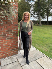 Green Pattern Stripe Shimmer Cardigan Freya