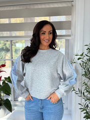 Grey Striped Sleeve Sweatshirt Skye