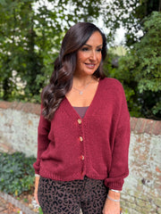 Wine Cosy Knit Cardi Sofia