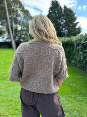 Mocha Short Sleeve Chevron Knit Kenna