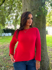 Red Ribbed Knit Kia