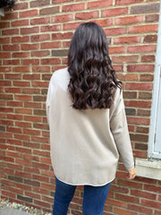 Mocha Fringed Pocket Knit Ruth