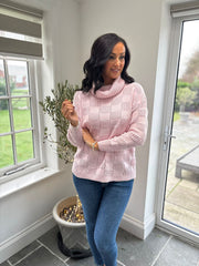 Rose Roll Neck Checkered Knit Rachel