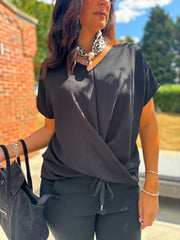 Black Twist Drape Top Jacqueline