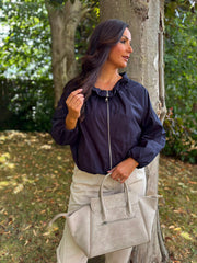 Navy Lace Lined Jacket Harlow
