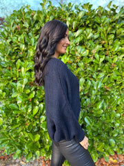 Navy Knitted Wrap Jumper Nell