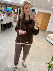 Chocolate Blanket Stitch Two Piece Knit Leanne