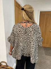 Stone Leopard Bubble Cotton Top Kimberly