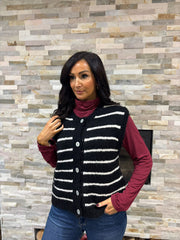 Black Stripe Knitted Waistcoat Emily