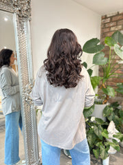 Mocha Crochet Trim Hooded Top Thea