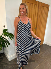 Navy Striped Dress Odette