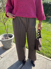 Chocolate Check Wide Leg Trousers