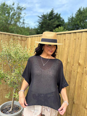 Black Cotton Reverse Seam Knit Jo