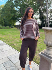 Mocha Striped Sweat Top Mollie
