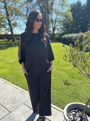Black Two Stripe Leisure Set Kendal