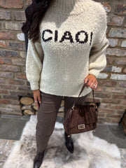 Stone Reverse Seam Slogan Knit Gigi