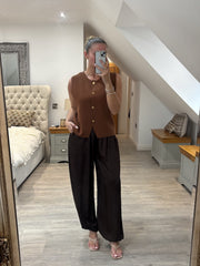 Tan Buttoned Knit Waistcoat Kerry