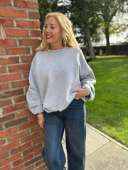 Grey Oversized Pleat Detail Sweatshirt Roxy