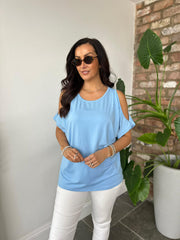 Blue Cold Shoulder Top Orla
