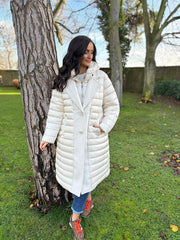 Stone Premium Quilted Longline Coat Amanda