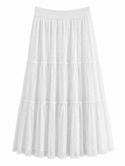White Tiered Mesh Tulle Skirt