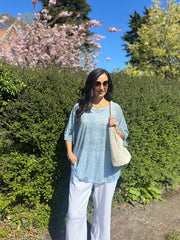 Blue Shimmer Loose Weave Top Jasmine