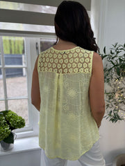 Lemon Embroidered Floral Vest Piper