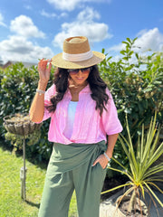 Pink Lace Detail Blouse Hattie