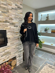 Black Embellished Bow Jumper Kelsey