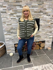Khaki Stripe Knitted Waistcoat Emily