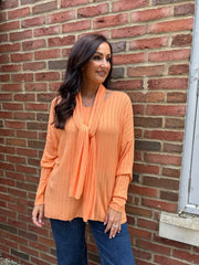 Orange Ribbed Scarf Top Zeta