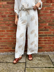 White Leaf Wide Leg Trousers Josephine