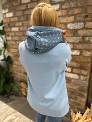 Blue Distressed Denim Hoodie Helena