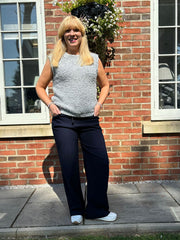Navy Wide Leg Magic Trousers