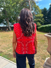 Red Sleeveless Paisley Top Caitlyn