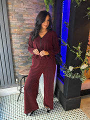 Red Diamante Shimmer Trousers Hazel